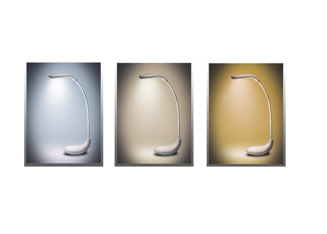 biela usb nabijatelna stolna lampa 4w s volitelnou teplotou svetla farby