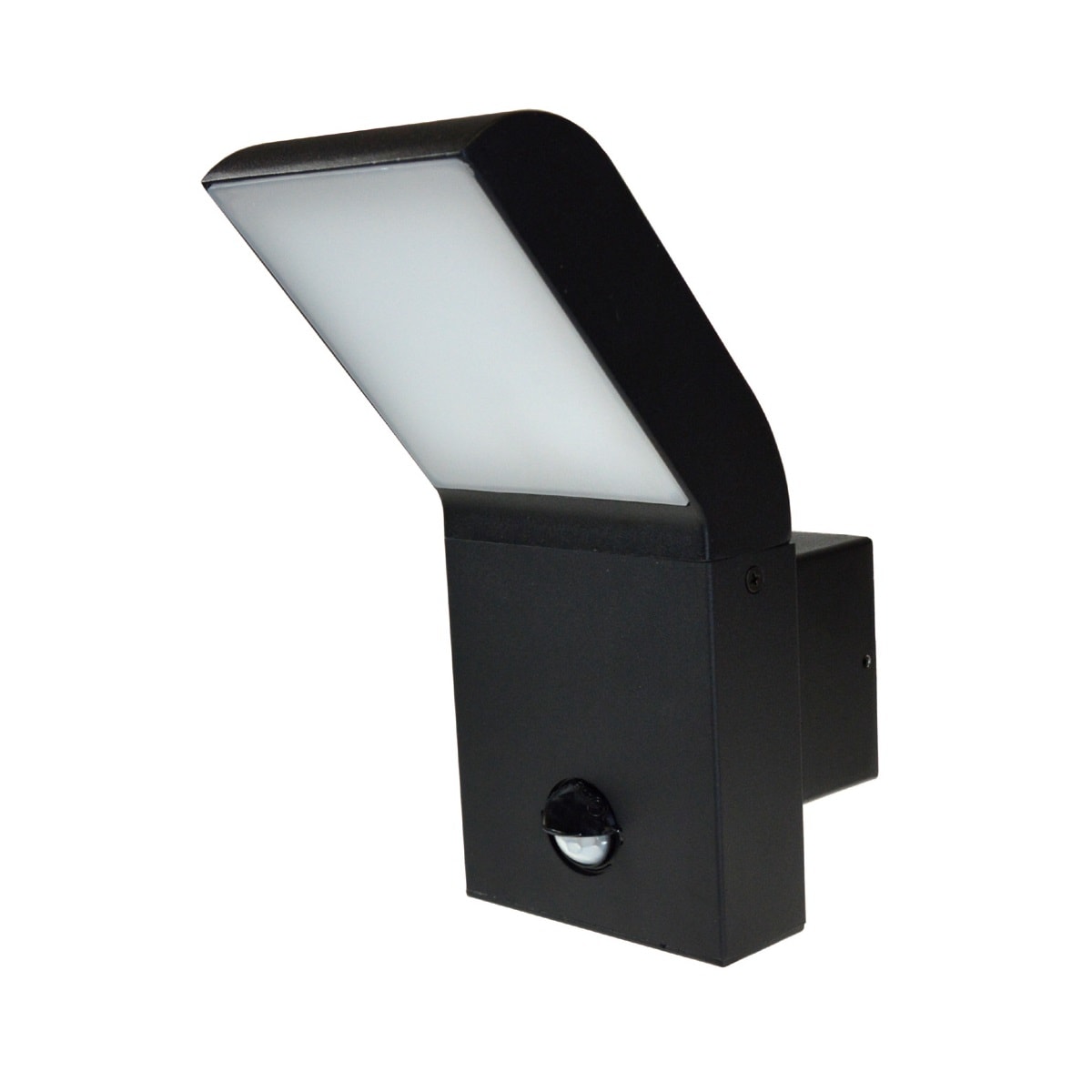 cierne nastenne led svietidlo ip54 s pohybovym senzorom 9w