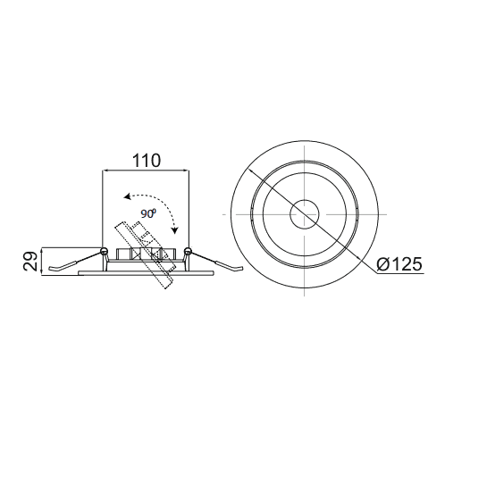 Výklopné okrúhle stropné LED svietidlo 12W s 24° uhlom svietenia – Obrázok 2