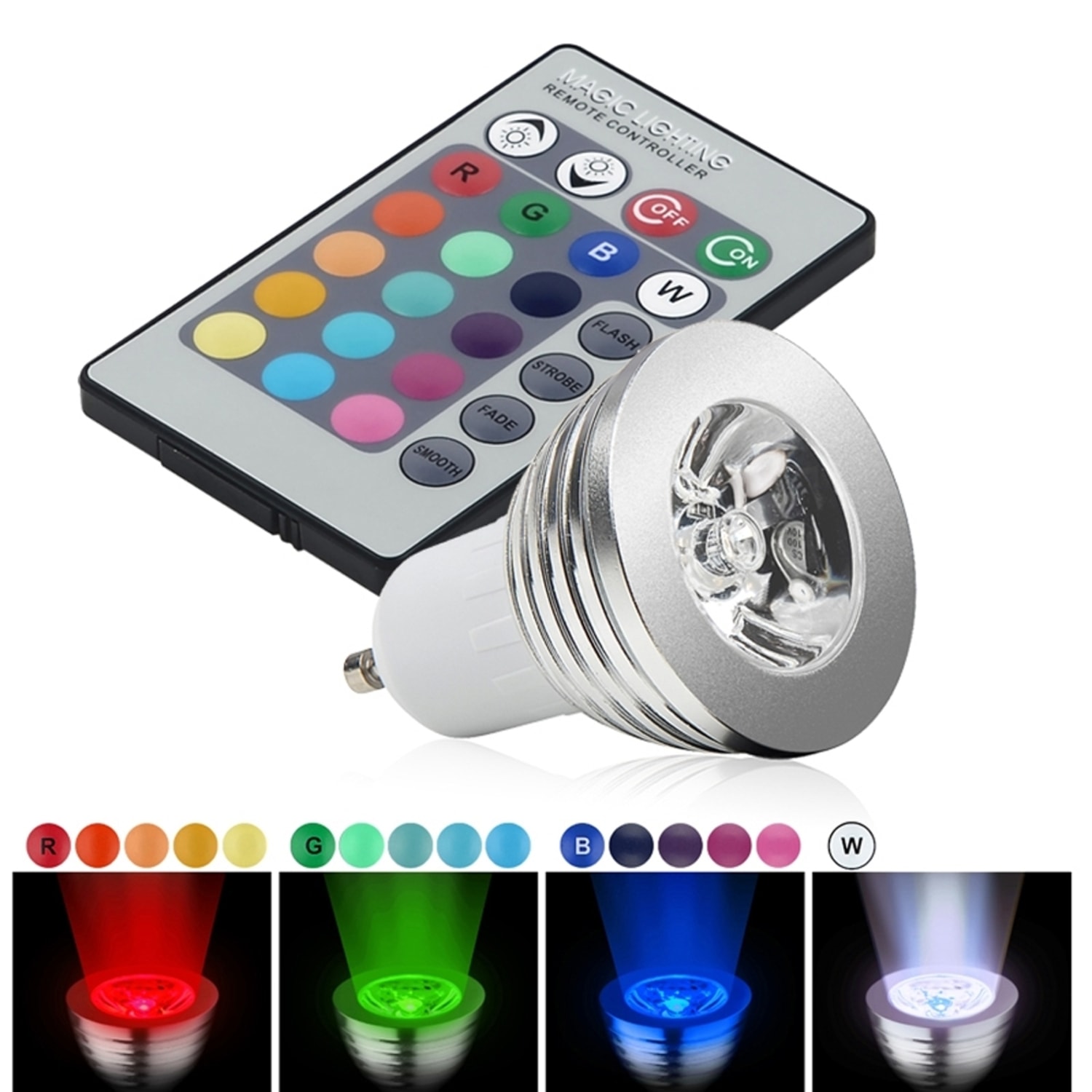 rgb led ziarovka gu10 3w