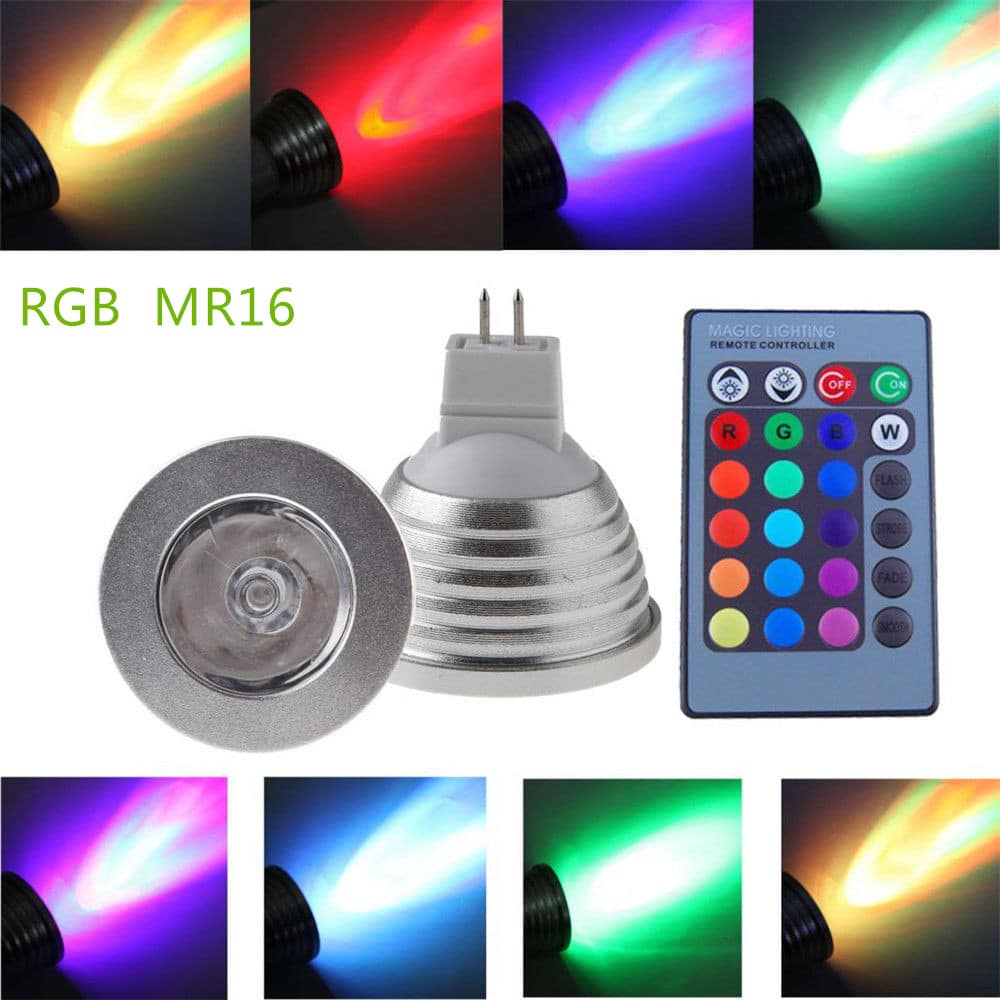 rgb led ziarovka mr16 3w 60 s infra ovladanim