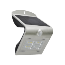 solarne nastenne led svietidlo ip65 s pohybovym senzorom 2w strieborne
