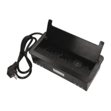 cierna vstavana zasuvka do nabytku 2x16a + usb + lan s flexo kablom