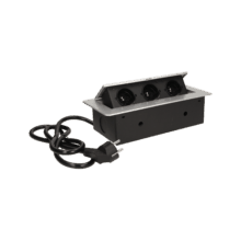 strieborna vyklopna zasuvka do nabytku 3x16a s flexo káblom