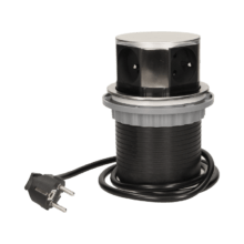 strieborna vysuvna zasuvka do nabytku 4x16a s flexo káblom