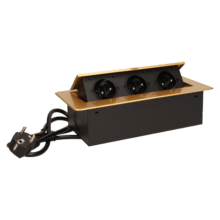 zlata vyklopna zasuvka do nabytku 3x16a s flexo kablom