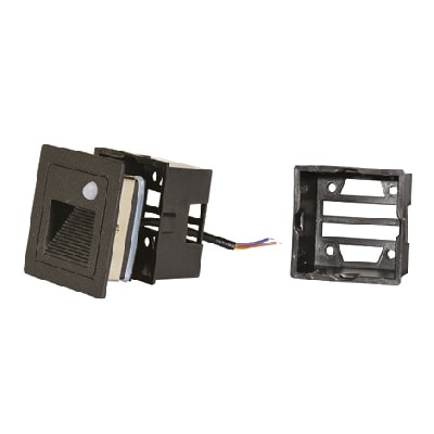 Hranaté zapustené orientačné LED svietidlo IP54 3W čierne so senzorom – Obrázok 3